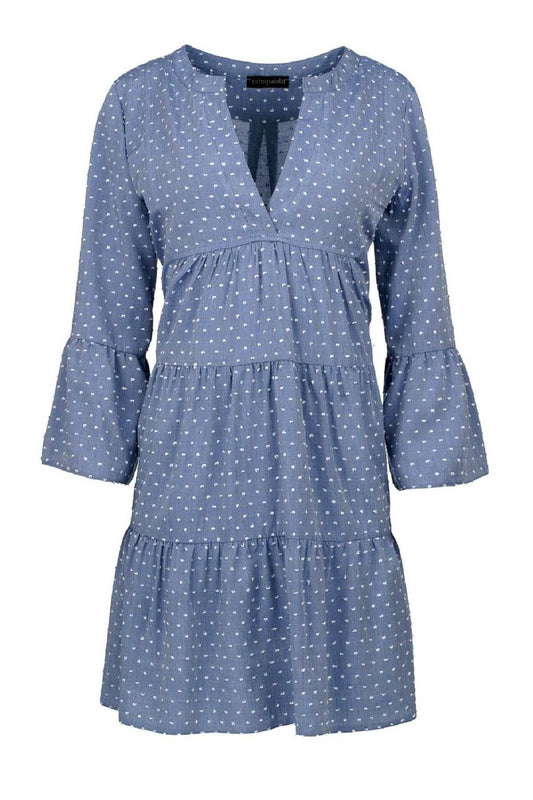Denim Style Embroidered A Line Dress