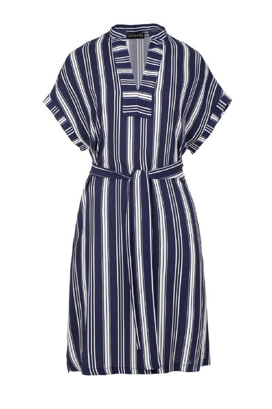 Striped Sleeveless Dress with Side Slits