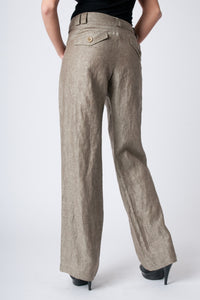 Straight Linen Pants Khaki