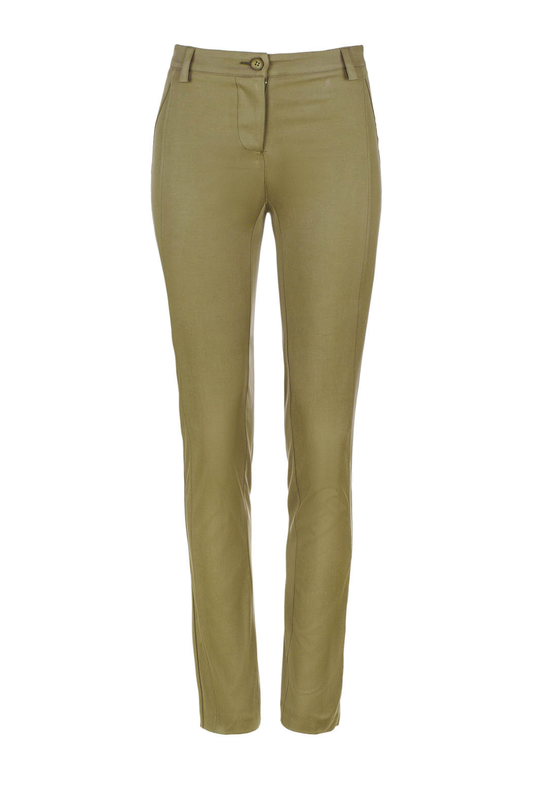 Conquista Παντελόνι Slim Fit με Τσέπες Office Look Μονόχρωμο Βαμβακερό Λαδί C220-001-22