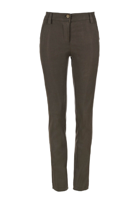 Conquista Παντελόνι Slim Fit με Τσέπες Office Look Μονόχρωμο Βαμβακερό Χακί C220-001-37