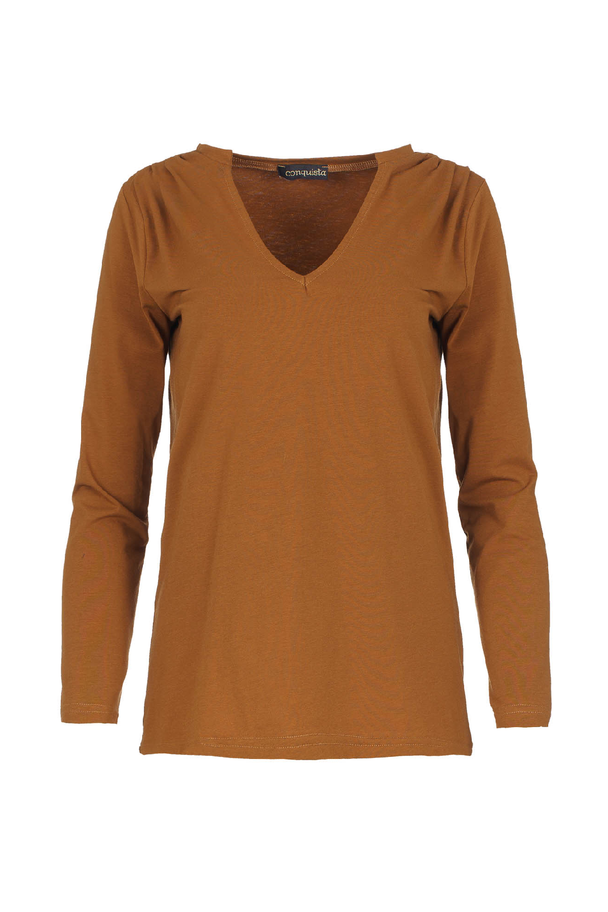 Chocolate Brown Jersey V Neck Top