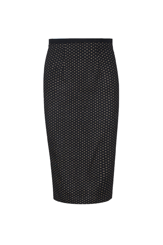 Black Print High Waist Pencil Skirt