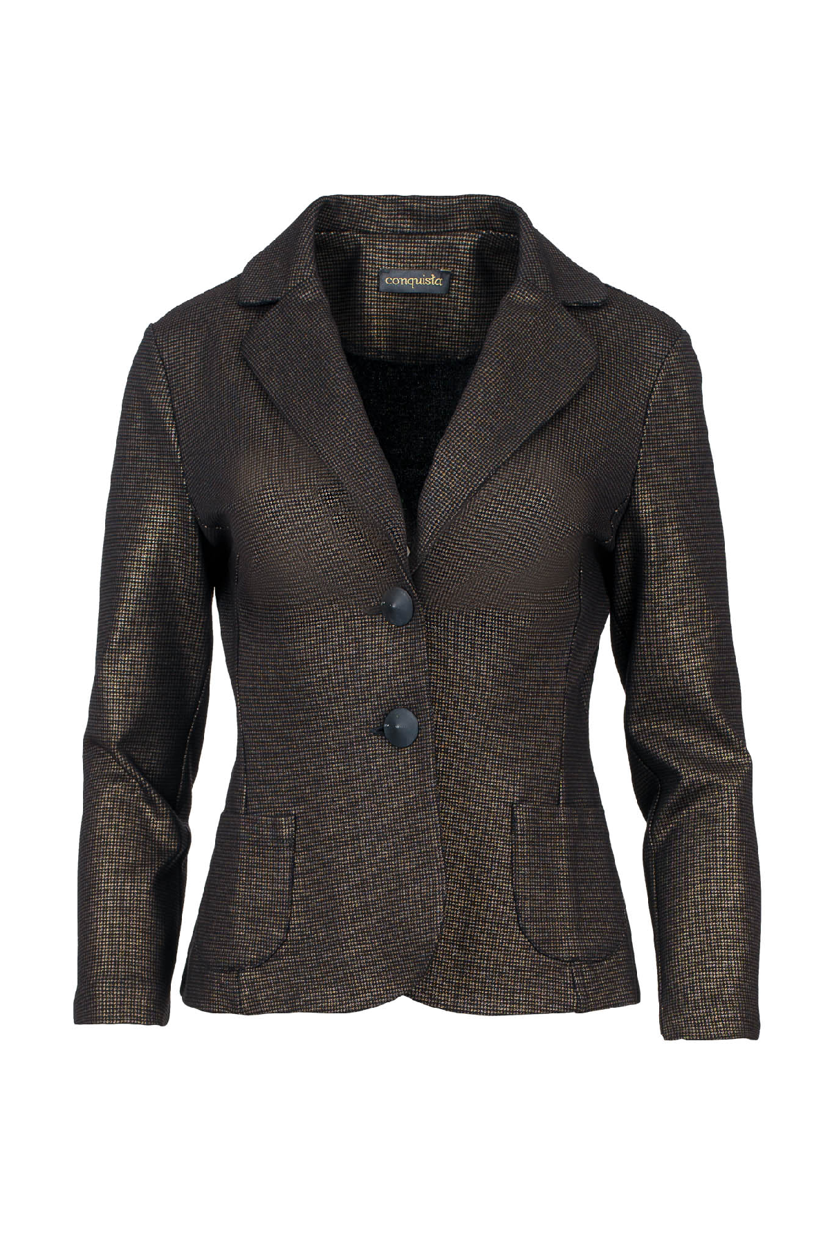 Fitted Print Punto di Roma Jacket with Patch Pockets