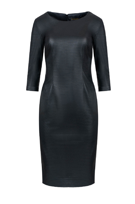 Black Stitch Detail Fitted Dress