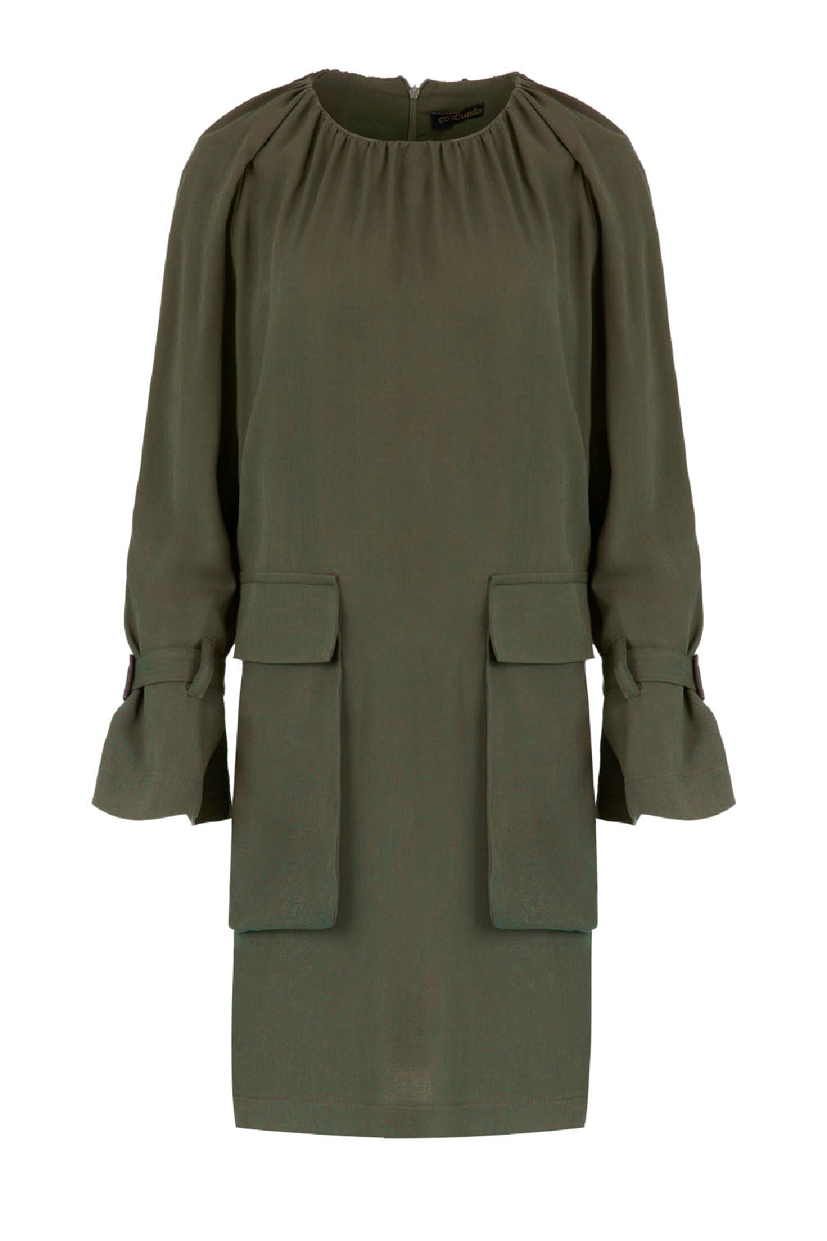 Khaki Pocket Detail Tencel Dress