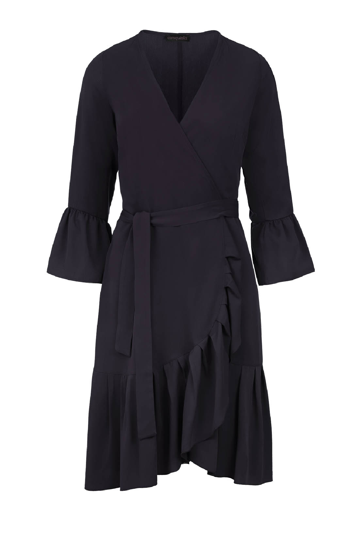 Black Wrap Dress Viscose with bell sleeves.
