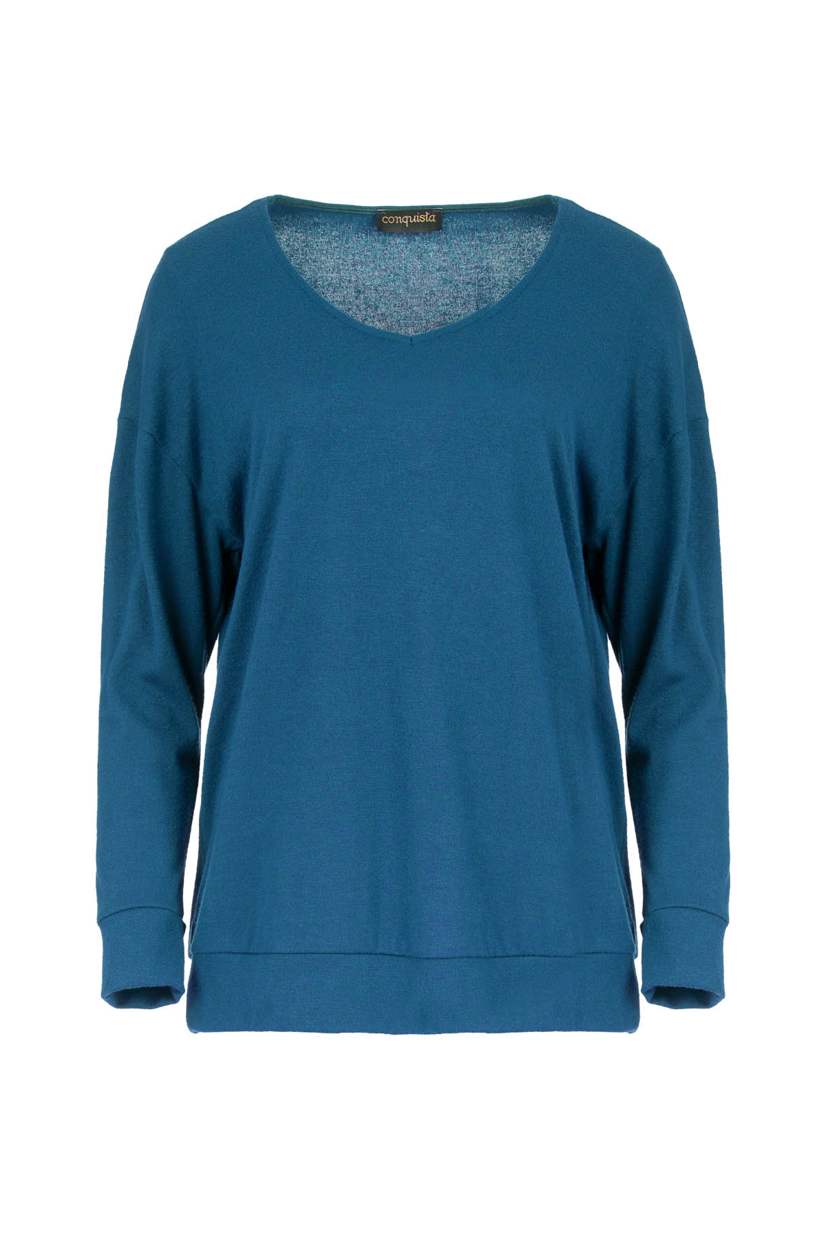 Petrol Blue V Neck Knit Top