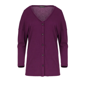 Aubergine Knit Button Cardigan