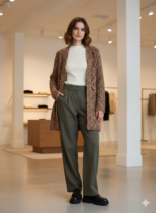 Textured Wool-Blend Cardigan