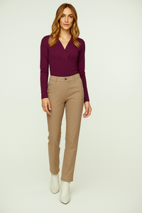 Aubergine V Neck Knit Top