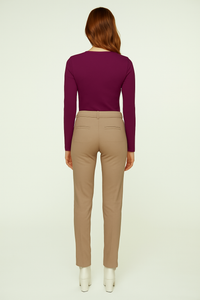 Aubergine V Neck Knit Top