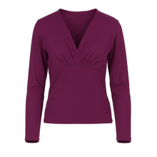 Load image into Gallery viewer, Aubergine V Neck Knit Top