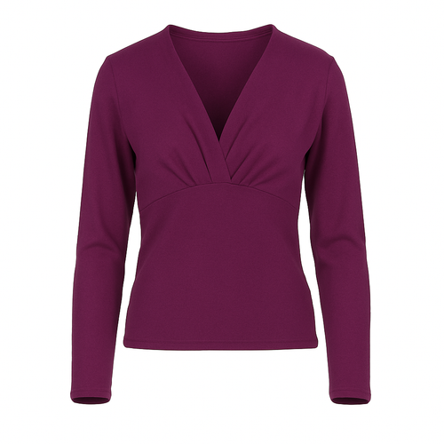 Aubergine V Neck Knit Top