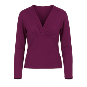 Aubergine V Neck Knit Top