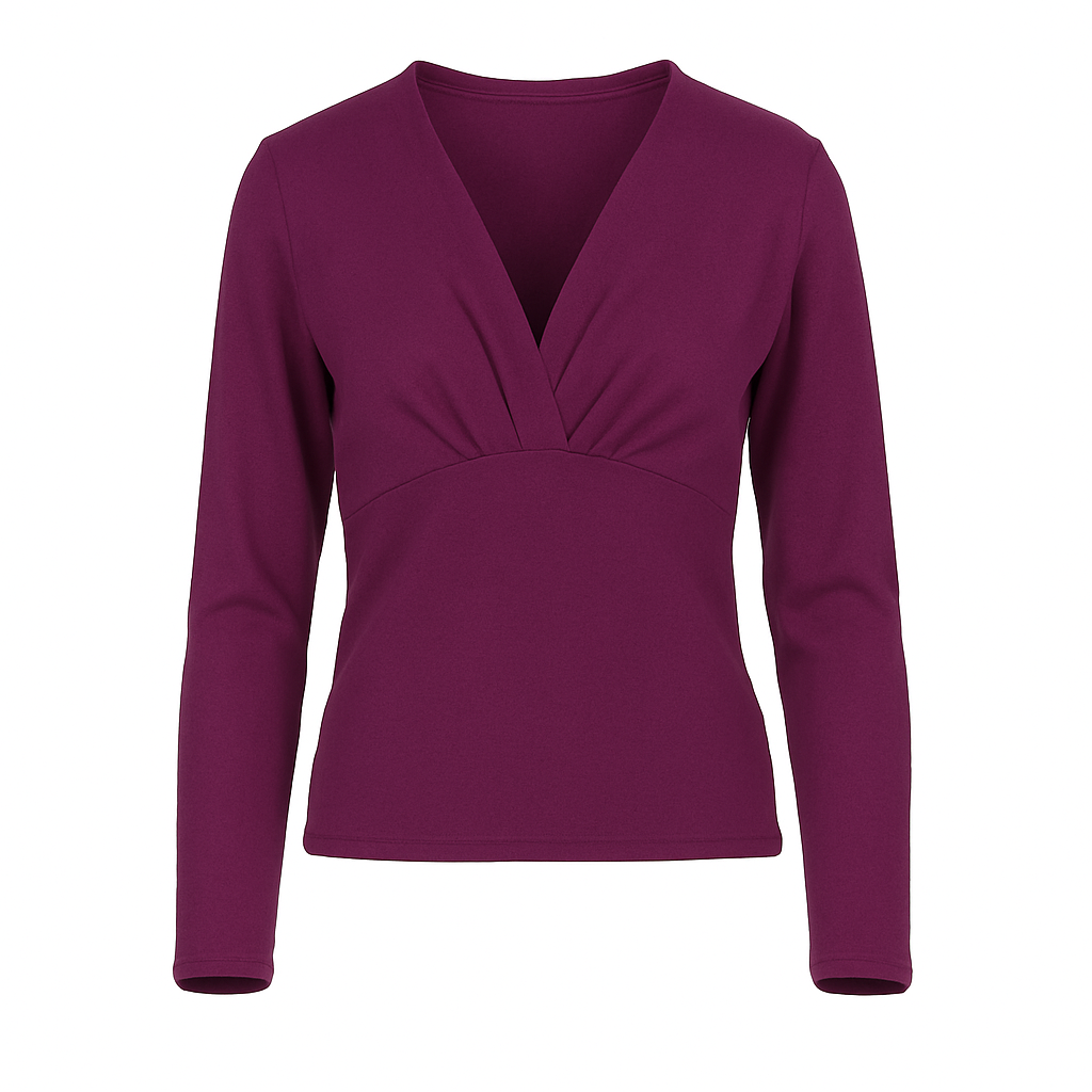 Aubergine V Neck Knit Top