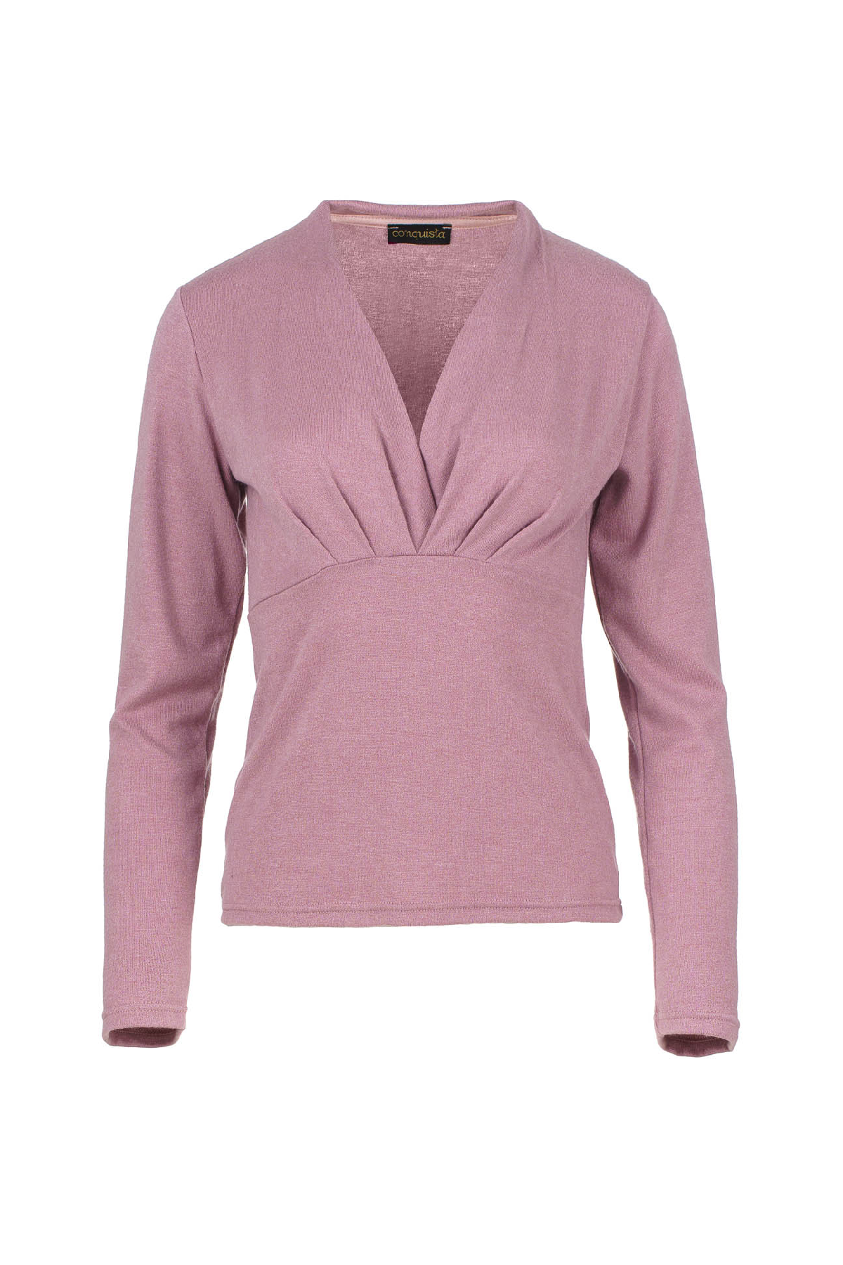 Pink Melange V Neck Knit Top