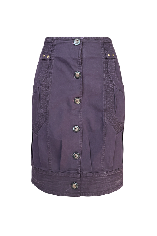 Φούστα Utility με Κουμπιά σε Χρώμα Deep Plum