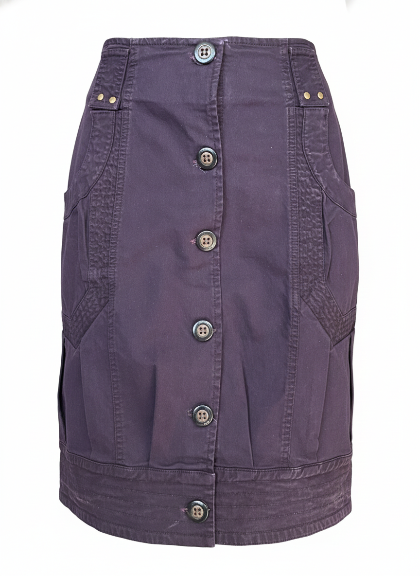 Φούστα Utility με Κουμπιά σε Χρώμα Deep Plum