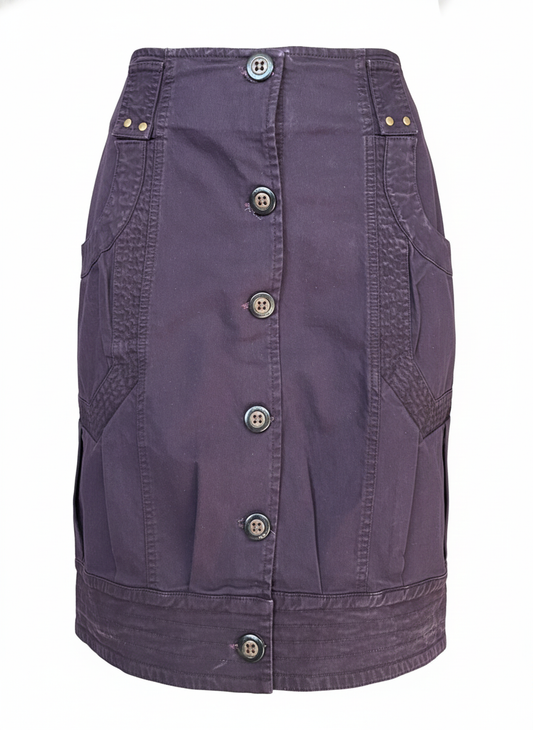 Φούστα Utility με Κουμπιά σε Χρώμα Deep Plum