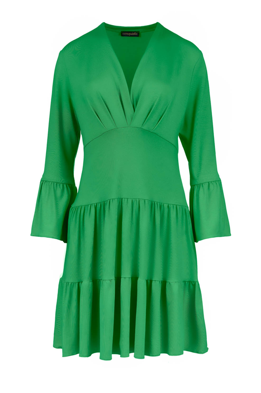 Green Jersey Tiered Dress