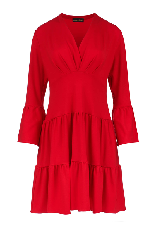 Red Jersey Tiered Dress