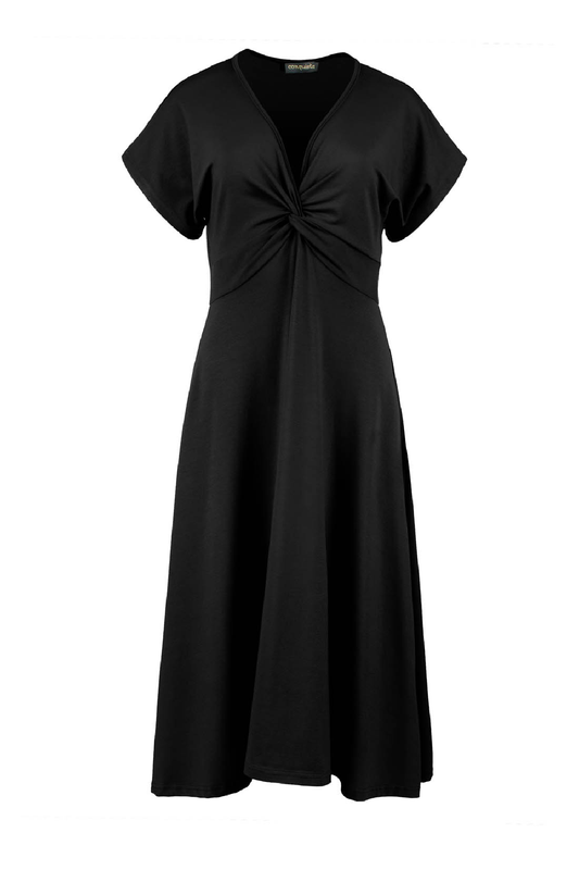 Black Knot Detail Midi Dress