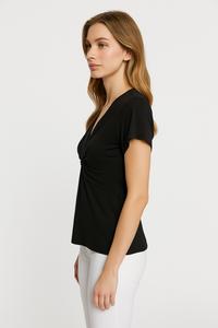 Twist Front Black Jersey Top – Conquista
