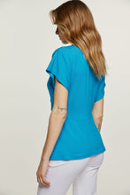 Load image into Gallery viewer, Twist Front  Turquoise Jersey Top – Conquista