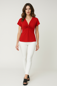 Twist Front Red Jersey Top – Conquista