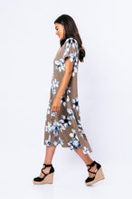 Load image into Gallery viewer, Linen Style Floral Print Midi Dress with Belt