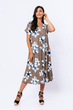 Load image into Gallery viewer, Linen Style Floral Print Midi Dress with Belt