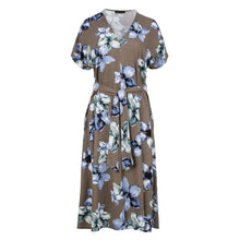 Load image into Gallery viewer, Linen Style Floral Print Midi Dress with Belt