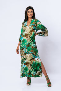 Animal Print Kaftan Style Maxi Dress