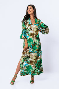 Animal Print Kaftan Style Maxi Dress