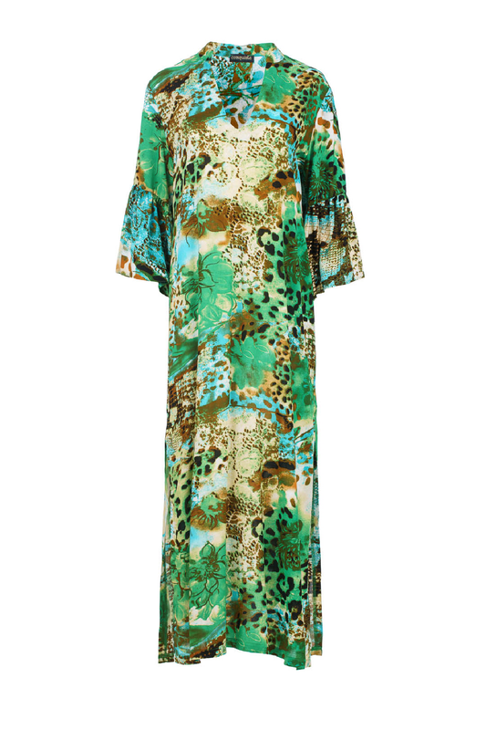 Animal Print Kaftan Style Maxi Dress