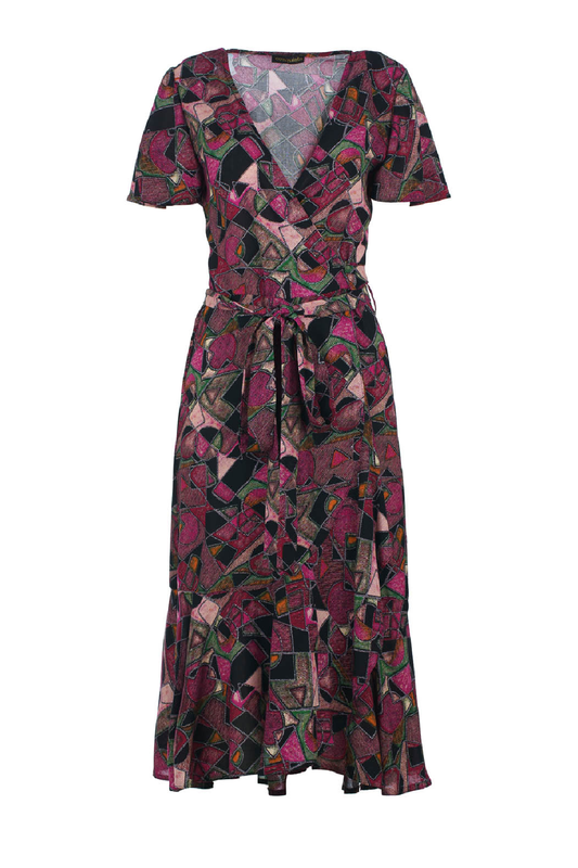 Geometric Allure Viscose Midi Dress
