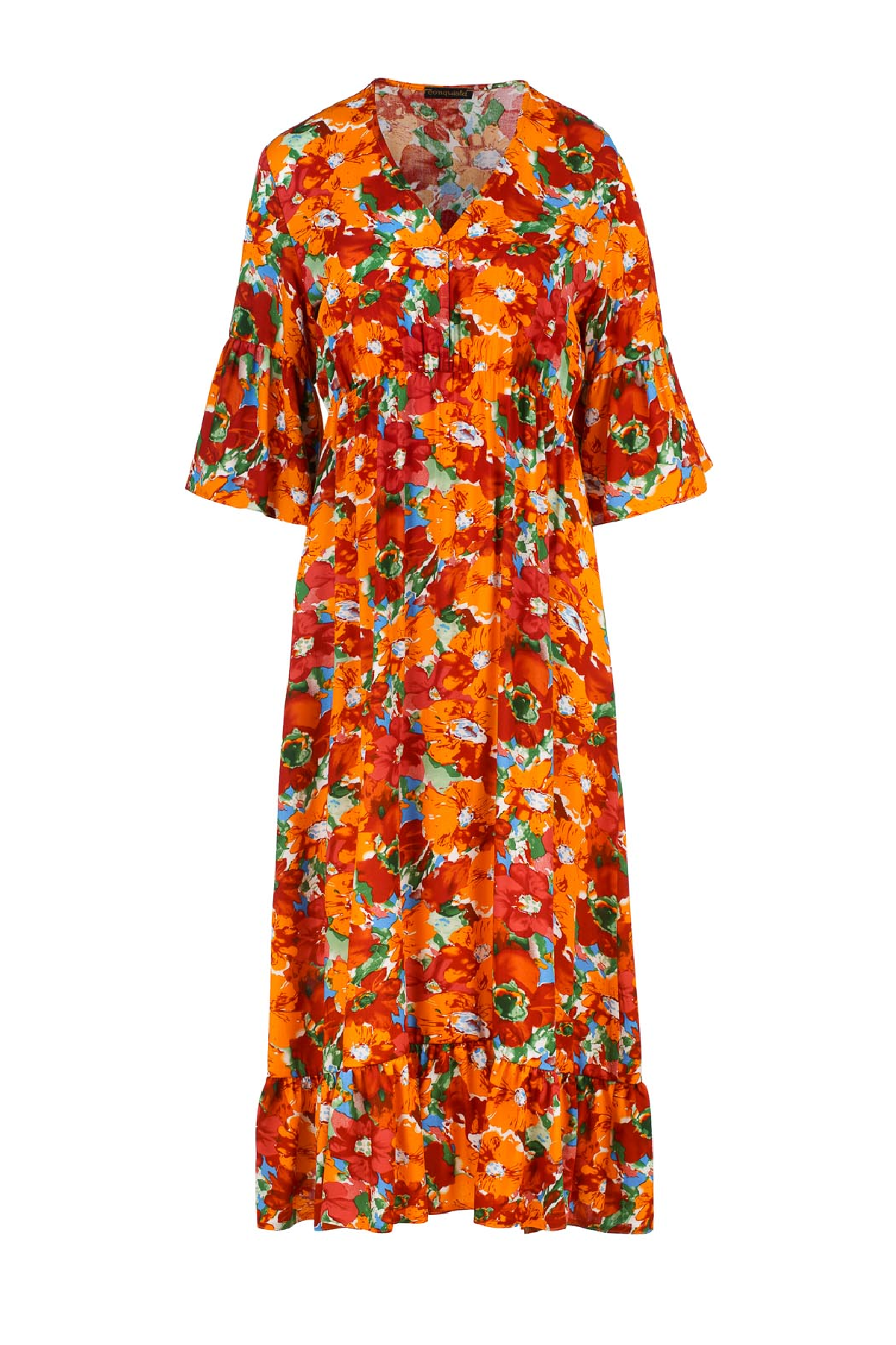 Floral Ruffle Detail Midi Dress