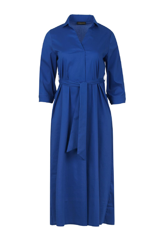 Royal Blue Midi Dress with Belt