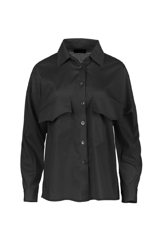 Black Poplin Style Shirt