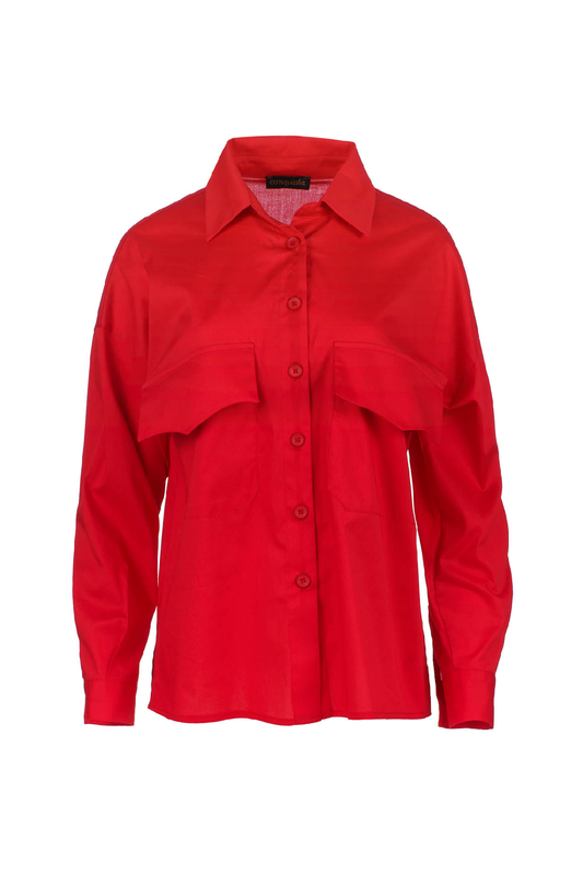 Red Poplin Style Shirt