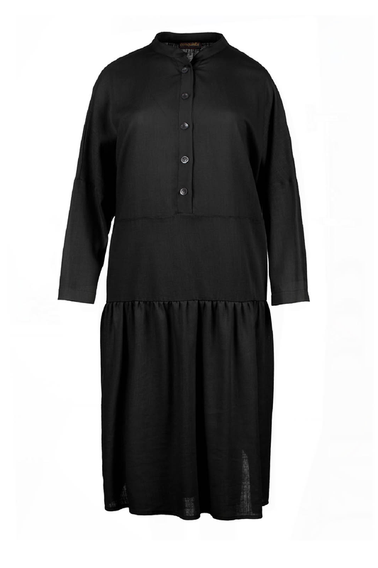 Oversized Black Dress with Buttons