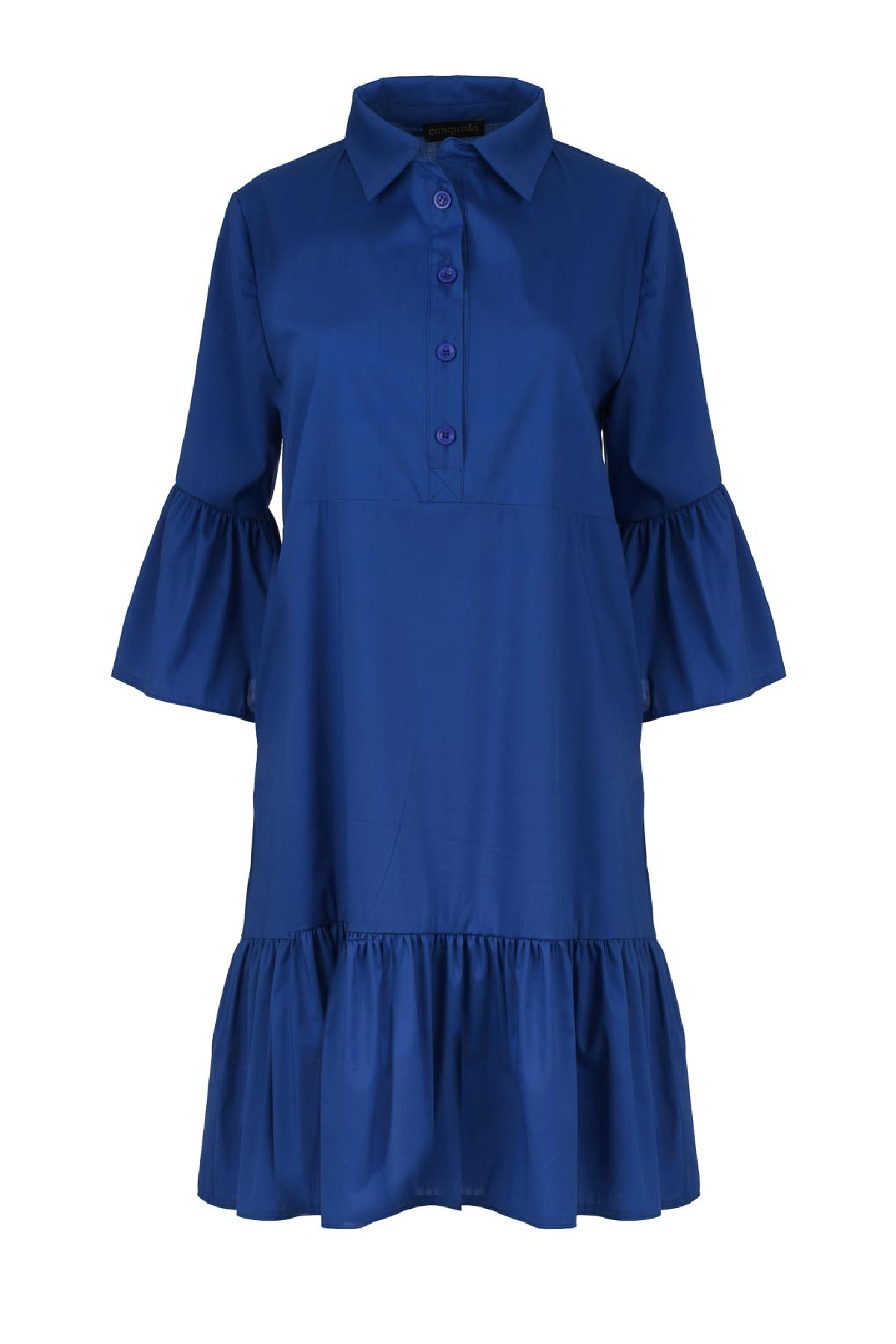 Royal Blue Bell Sleeve Dress with Ruffle Hem