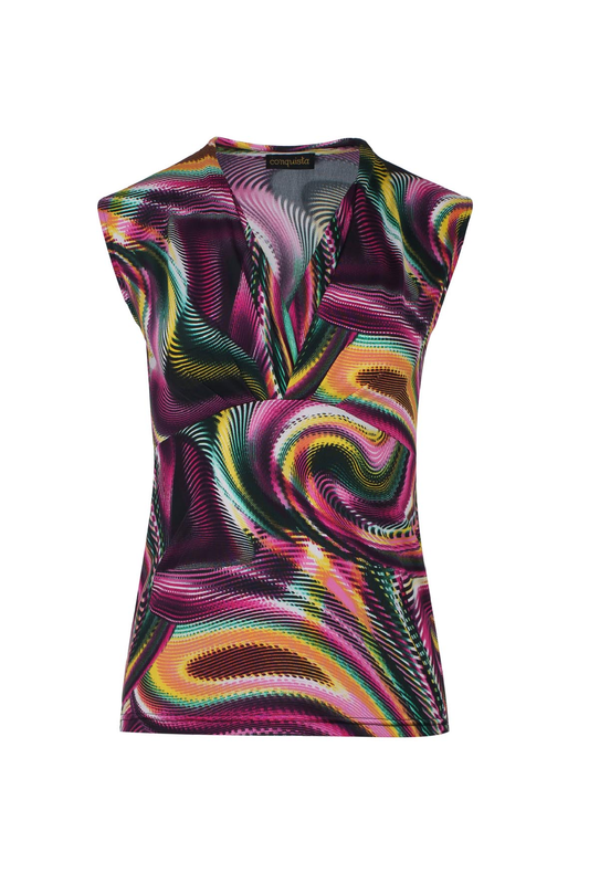 Print Mulberry V Neck Jersey Top