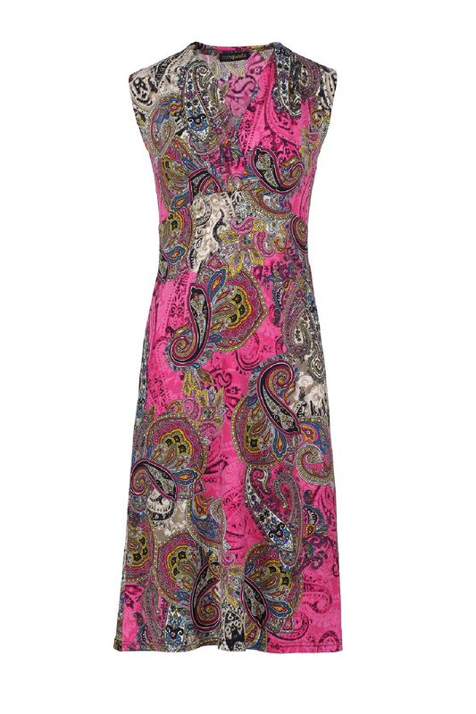 Print Fuchsia Jersey Empire Line Dress