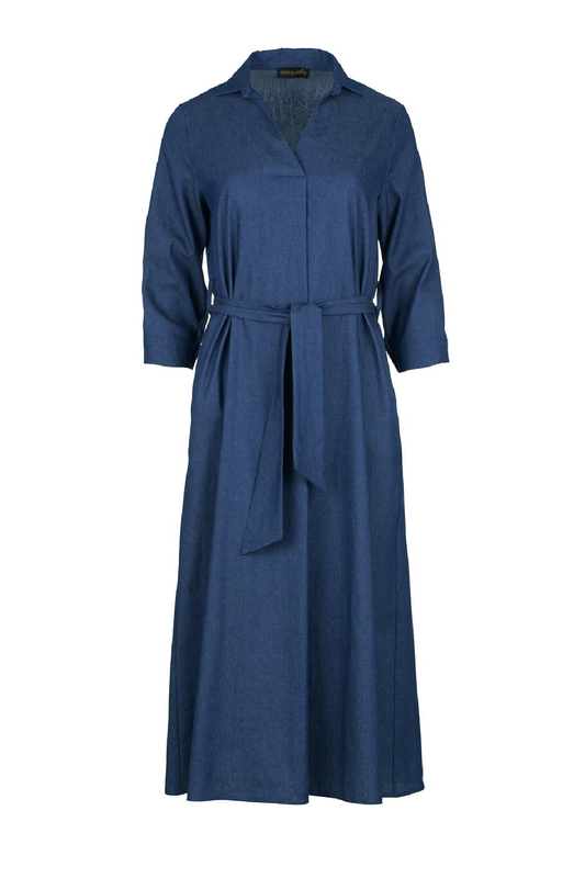 Sky Blue Midi Dress with Belt