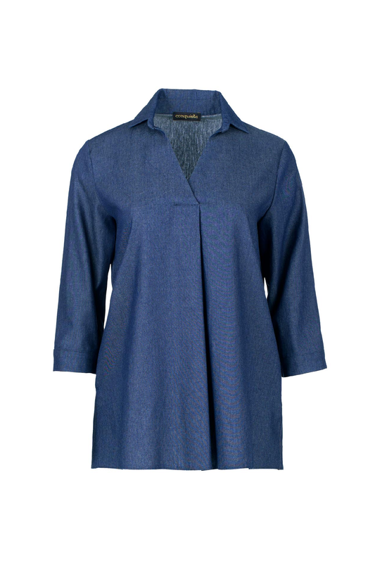Denim Style V Neck Top