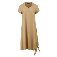 Load image into Gallery viewer, Beige Midi Dress with Tie Detail