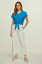 Load image into Gallery viewer, Tie-Front Blouse in Azure Blue – 100% Viscose Voile