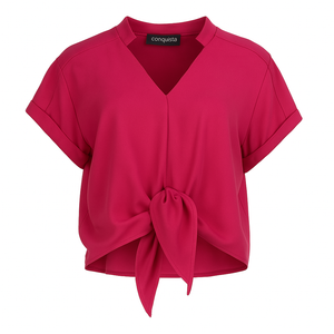 Tie-Front Blouse in Fuchsia – 100% Viscose Voile